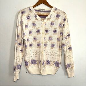 Natural Made in England English Cardigan Sweater Grandma Cottagecore Granny